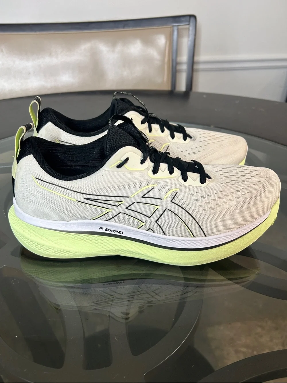 ASICS GlideRide Max White Lime Green Cushion Running Shoes Men's Size 12